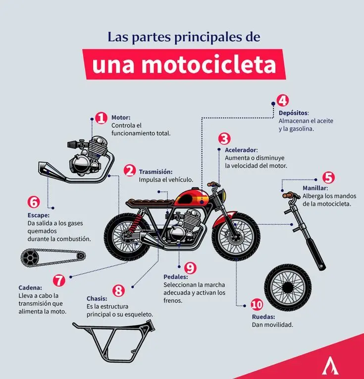 imagenes de motos y sus partes - Cómo se le llama a la parte trasera de la moto