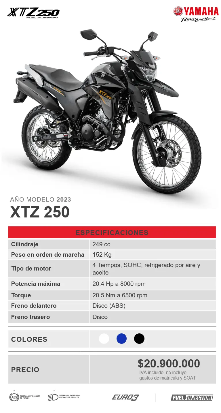 motocicleta yamaha xtz 250 ficha tecnica - Cuántas marchas tiene la XTZ 250