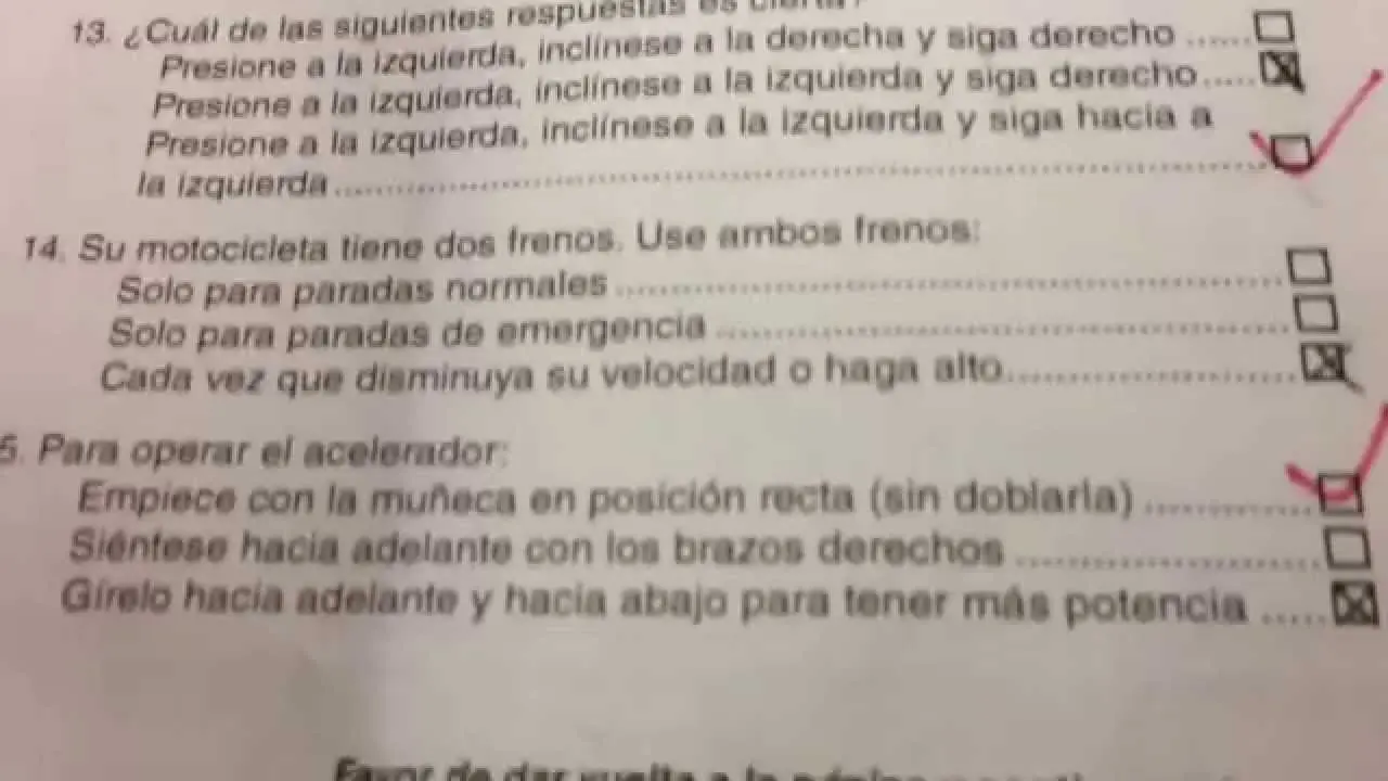examen escrito de motocicleta en mendoza - Cuántas preguntas vienen en el examen de moto