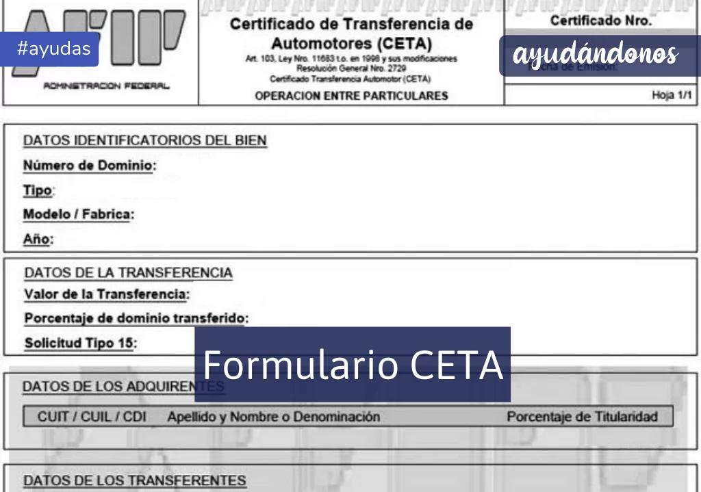 certificado ceta para motos - Cuánto cuesta el formulario CETA