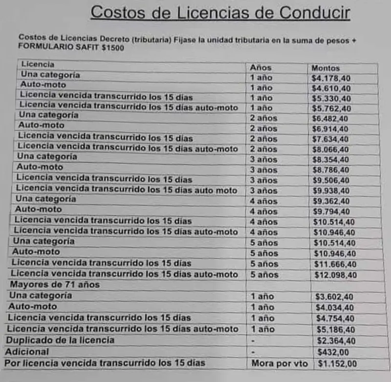 carnet de conducir motos posadas misiones - Cuánto cuesta renovar el carnet de conducir en garupa misiones