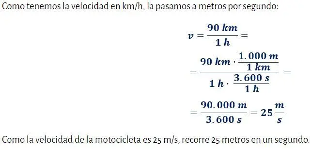 cuantos metros recorre una motocicleta en un segundo - Cuántos metros recorre un motociclista en un segundo si circula una velocidad de 90