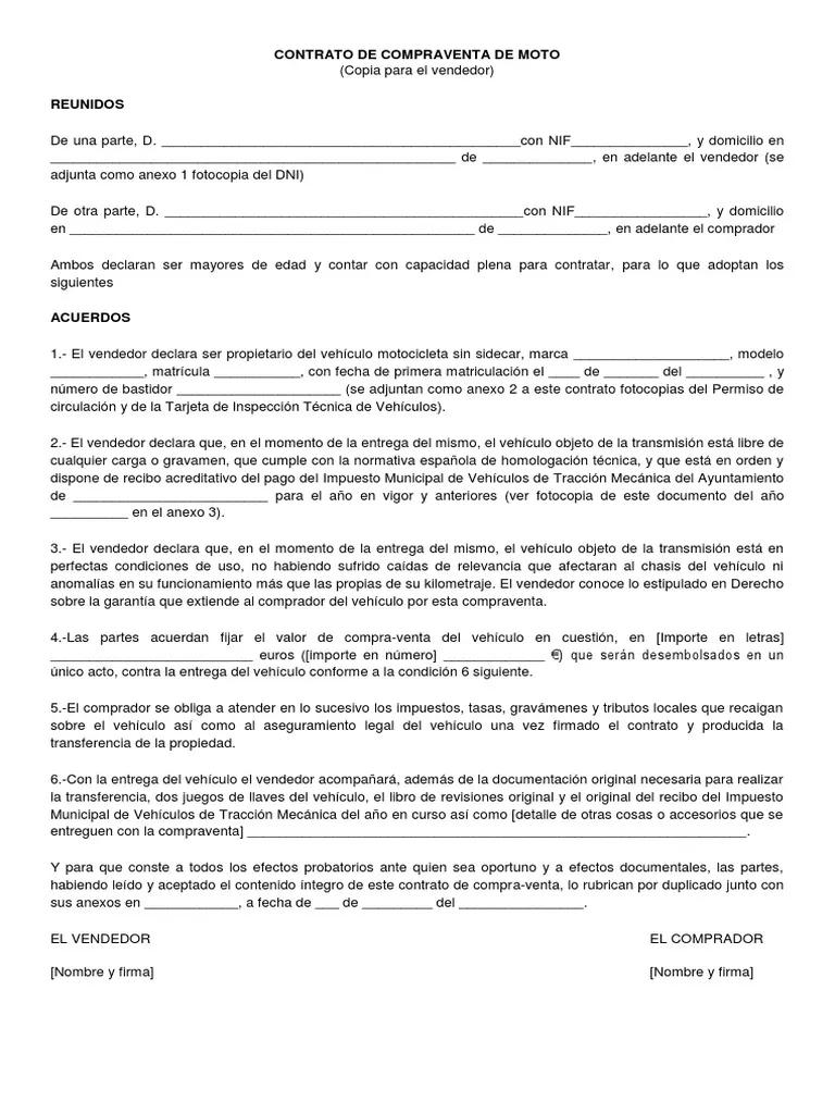 contrato de compraventa motocicleta argentina - Qué es un contrato de compraventa Argentina