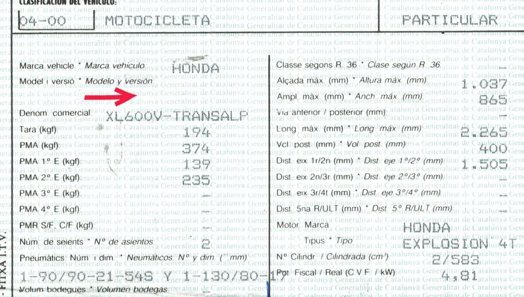 ficha técnica de motocicleta - Que tiene la ficha técnica